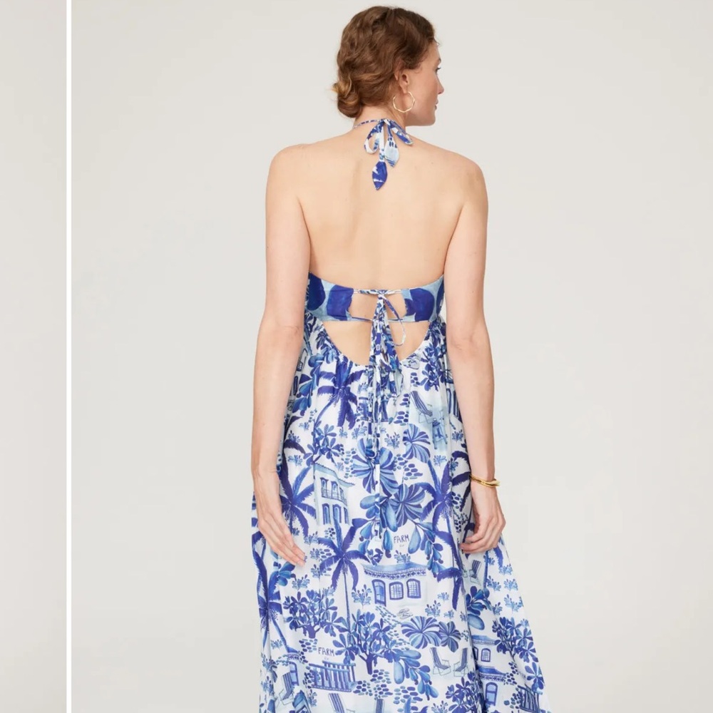 Blue Printed Tie-Strap Maxi Dress - Picture 8 of 16